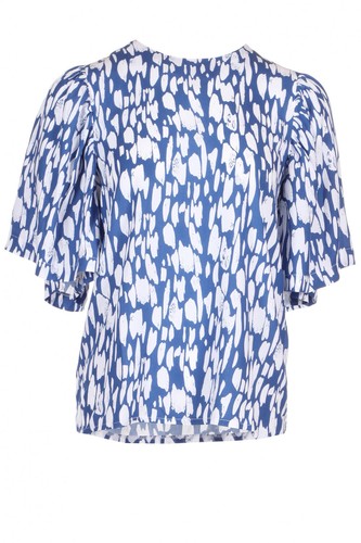 Blusa blu fiocco con - , colletto