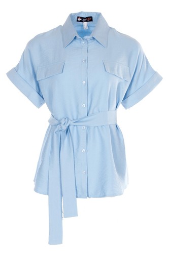 Camicia lino blu taglia 2 - camicia,